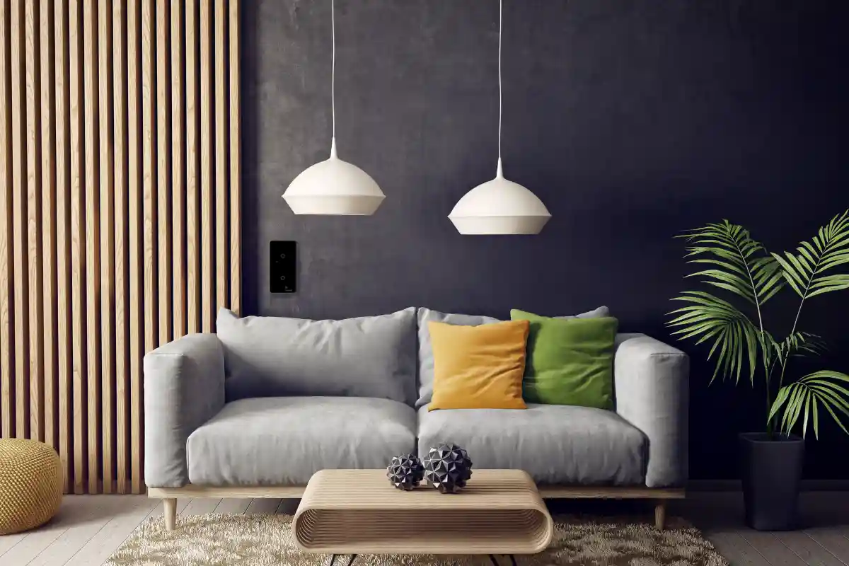 Vertical frame as a decoration in a minimalist living room design.