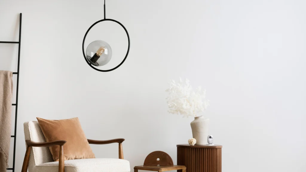 nowoczesna lampa w mieszkaniu zdalnie sterowana inteligentnym oświetleniem